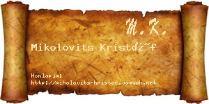 Mikolovits Kristóf névjegykártya
